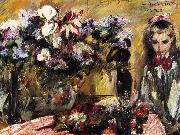 Lovis Corinth Blumen und Tochter Wilhelmine oil on canvas